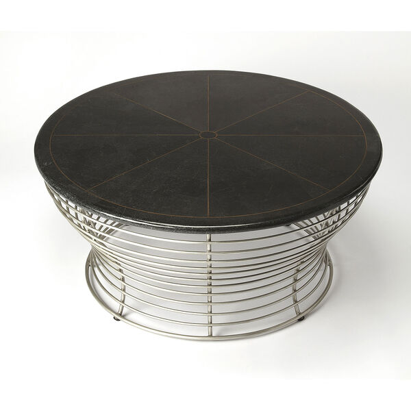 Fleming Fossil Stone and Metal Coffee Table, image 2