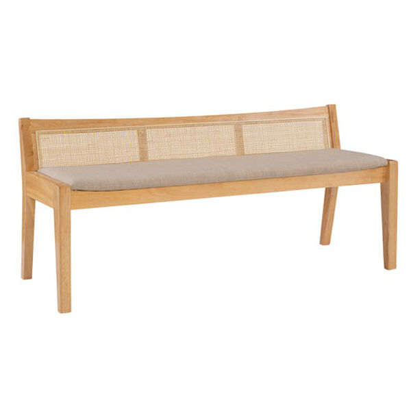 Lillian Natural and Beige Bench with Low Profile Back, image 1