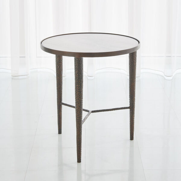 Hammered Antique Brass End Table, image 1