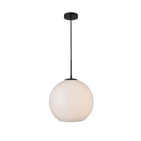 Baxter Black and Frosted White 13-Inch One-Light Pendant, image 1
