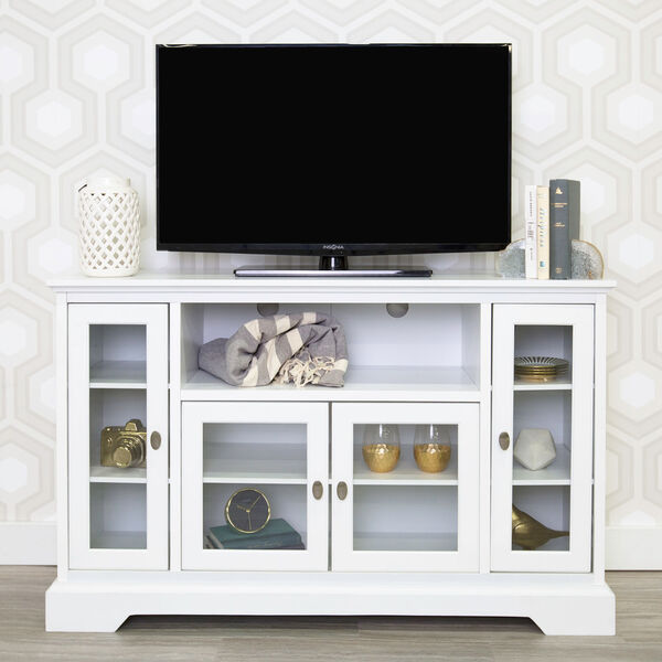 52-inch Highboy Style Wood TV Stand - White, image 2