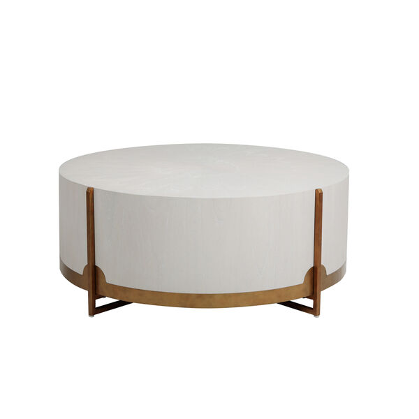 Clifton White Cerused Oak And Brass Coffee Table, image 1