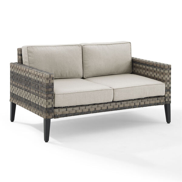 Prescott Taupe and Brown Outdoor Wicker Loveseat, image 2