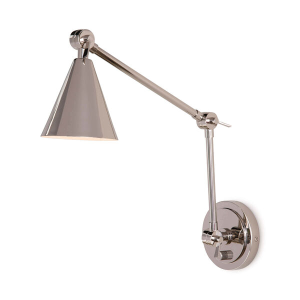 Sal Polished Nickel One-Light Swing Arm Wall Lamp, image 1