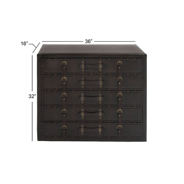 Black Faux Leather and Wood Chest, image 3