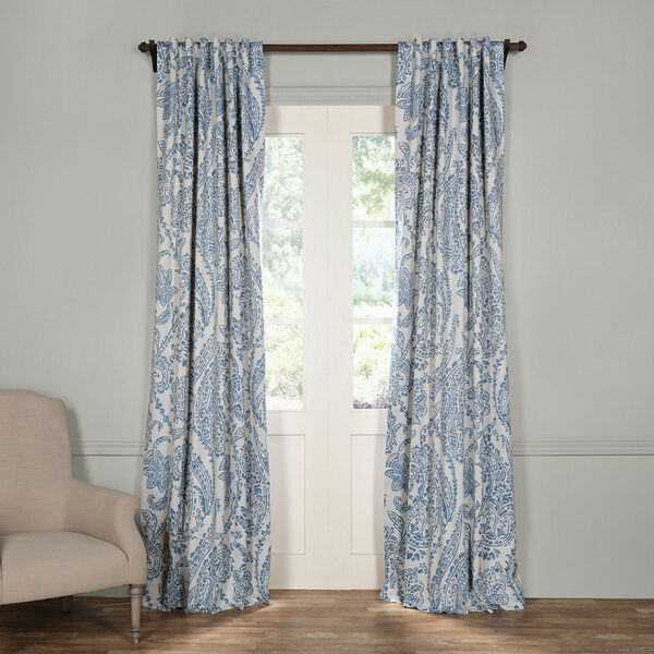 Tea Time China Blue Blackout Single Panel Curtain- SAMPLE SWATCH ONLY, image 1