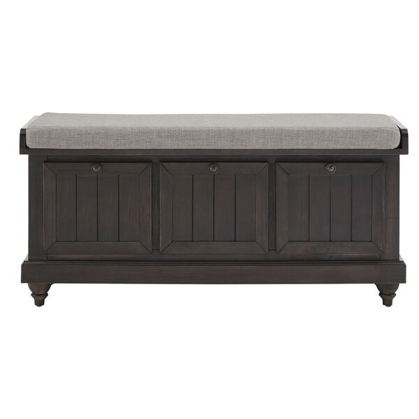 Potter Black Storage Bench with Linen Seat Cushion, image 2