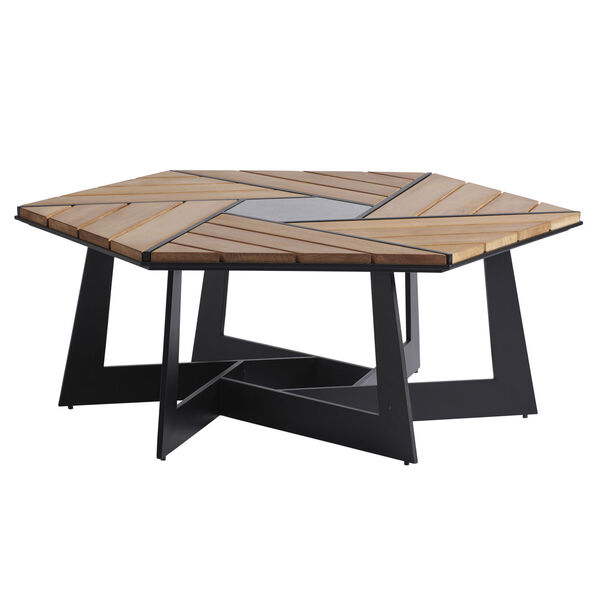 South Beach Dark Graphite and Light Brown Hexagonal Cocktail Table, image 1