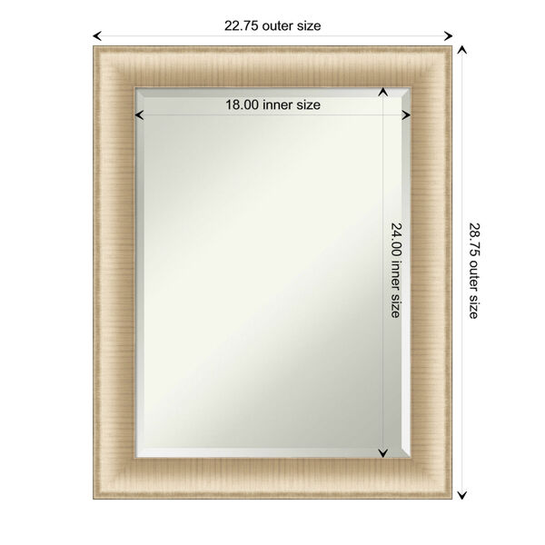 Elegant Brushed Honey 23W X 29H-Inch Bathroom Vanity Wall Mirror, image 6