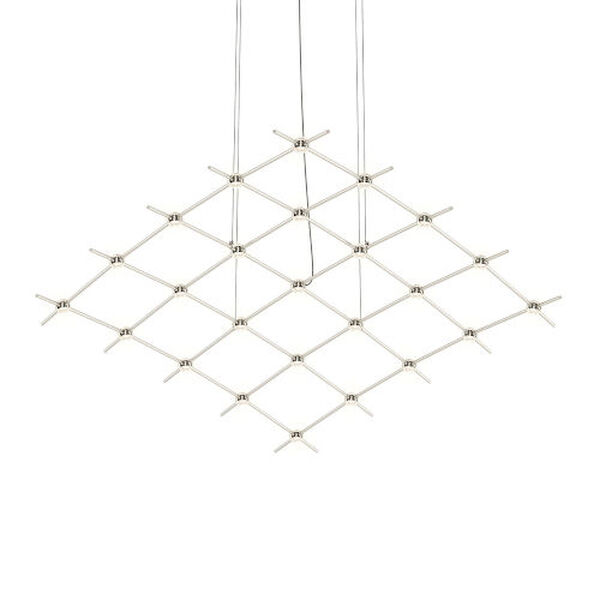 Constellation Satin Nickel 25-Light 2700K Medius LED Chandelier with Clear Faceted Acrylic Lens, image 1