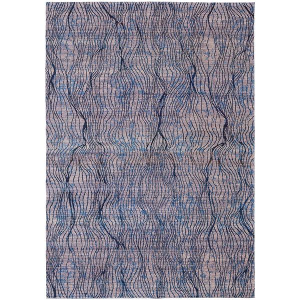 Mathis Industrial Abstract Blue Pink Tan Area Rug, image 1