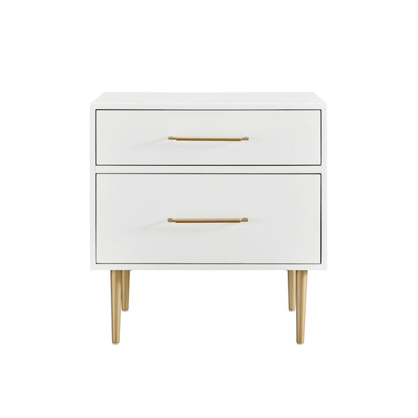 Brynne White Gold Two-Drawer Nightstand, image 2