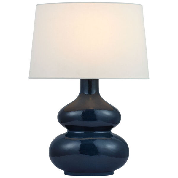 Lismore Medium Table Lamp in Mixed Blue Brown with Linen Shade by Chapman  and  Myers, image 1