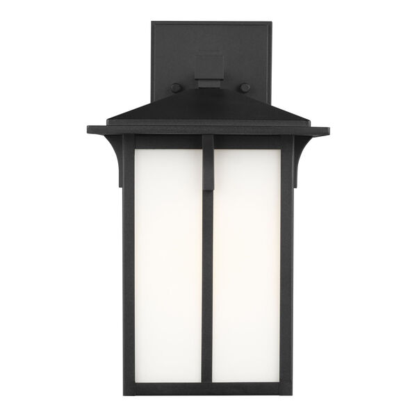 Tomek Black One-Light Outdoor Wall Sconce with Etched White Shade, image 1