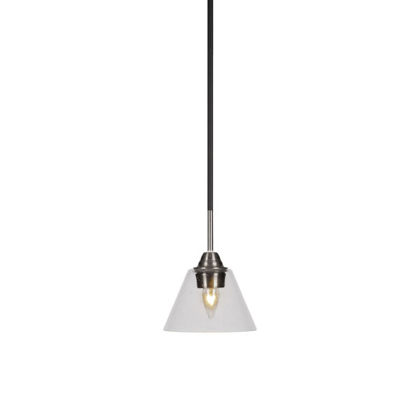 Paramount Matte Black and Brushed Nickel Seven-Inch One-Light Mini Pendant with Clear Bubble Glass Shade, image 1
