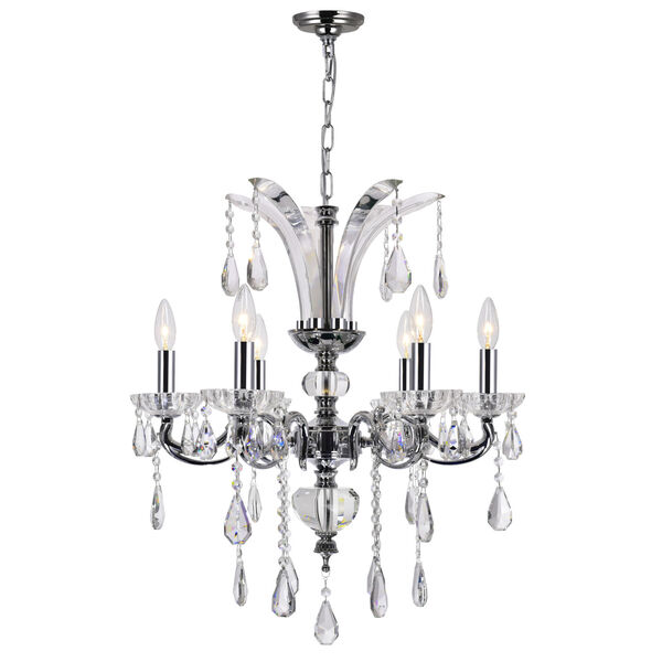 Glorious Chrome Six-Light Chandelier with K9 Crystal, image 1