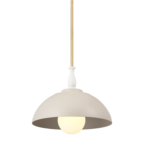 Homestead Greige, White and Natural Brass 14-Inch One-Light Pendant, image 3