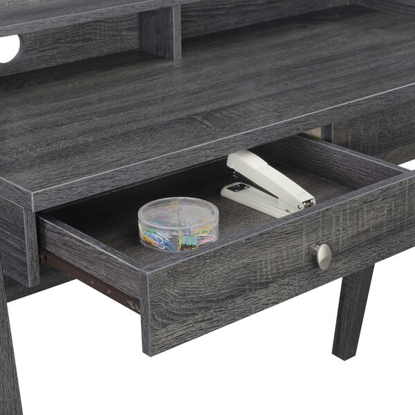 Newport Weathered Gray Deluxe Two-Drawer Desk with Shelf, image 5