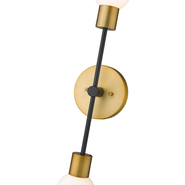 Neutra Matte Black and Foundry Brass Two-Light Wall Sconce, image 6
