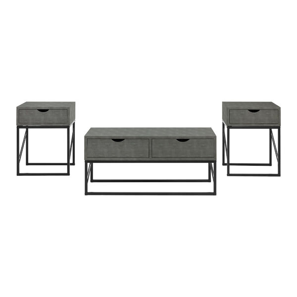 Grey and Black Coffee Table and Side Table Set, 3-Piece, image 1