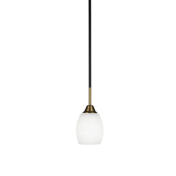 Paramount Matte Black and Brass Five-Inch One-Light Mini Pendant with White Matrix Shade, image 1