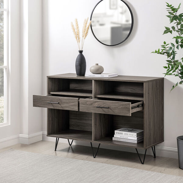 Croft Slate Gray Hairpin Leg Two-Drawer Entry Console, image 3