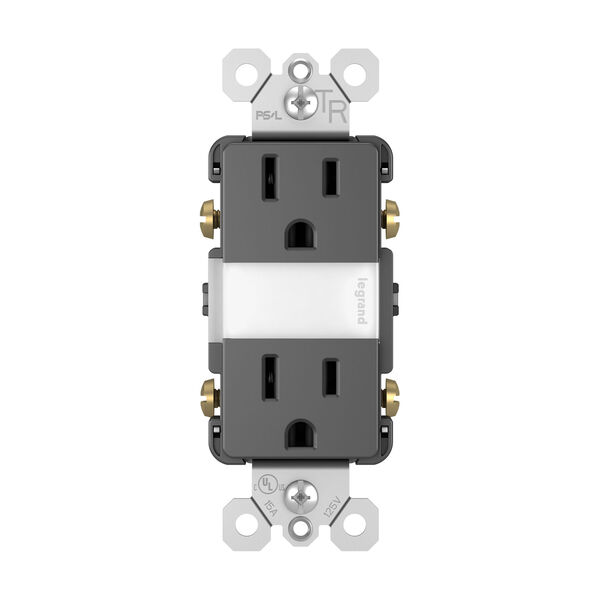 Black Night Light with Two 15A Tamper-Resistant Outlets, image 1