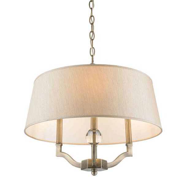 Waverly Antique Brass Convertible Semi-Flush with Silken Parchment Shade, image 4