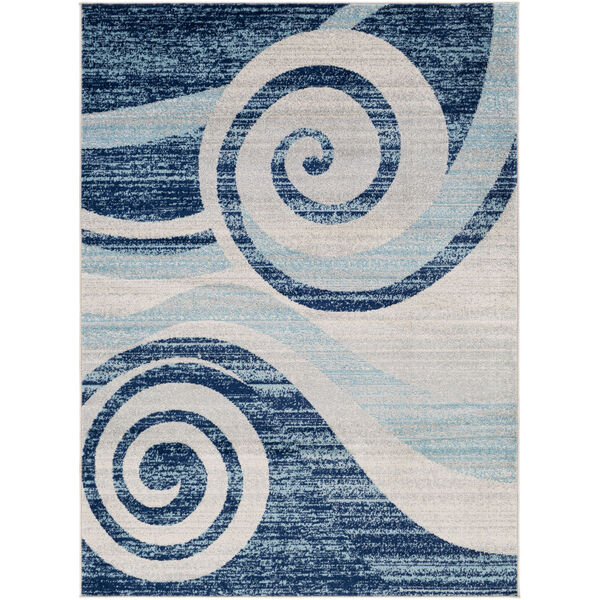 Chester Dark Blue Wave Rectangle 6 Ft. 7 In. x 9 Ft. Rug, image 1