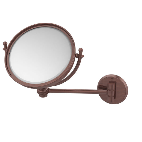 8 Inch Wall Mounted Make-Up Mirror 4X Magnification, Antique Copper, image 1