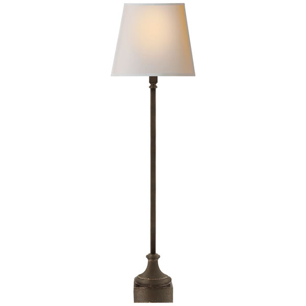 Cawdor Buffet Lamp in Aged Iron with Natural Paper Shade by Chapman and Myers, image 1