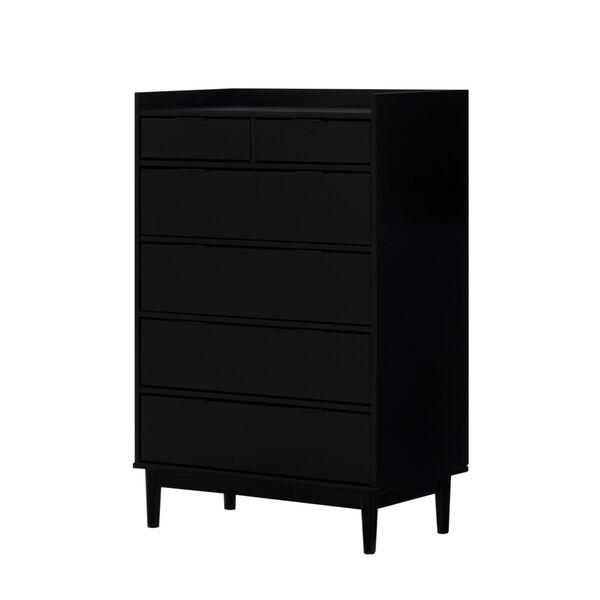 Black Solid Wood Six-Drawer Dresser, image 4