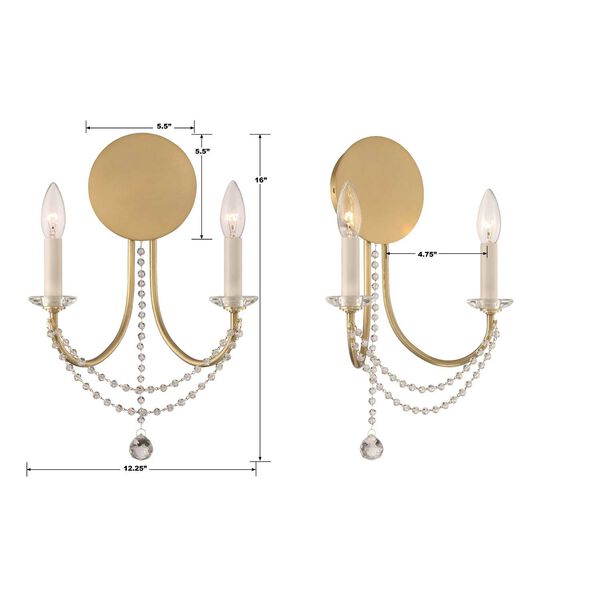 Delilah Aged Brass Two-Light Wall Sconce, image 3