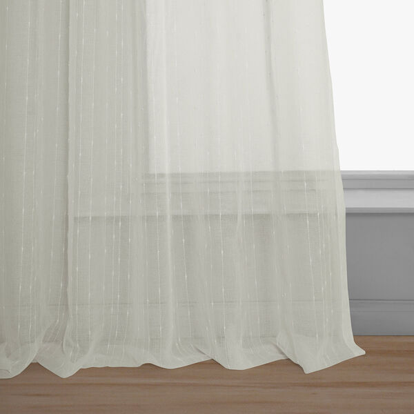 White Striped Faux Linen Sheer Curtain Single Panel, image 6
