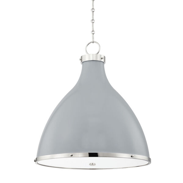 Painted No. 3 Polished Nickel and Parma Gray Combo Three-Light Pendant, image 1
