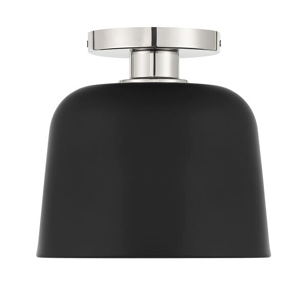 Chelsea Matte Black and Polished Nickel One-Light Semi-Flush Mount, image 3
