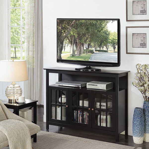 Big Sur Black 48-Inch TV Stand with Storage Cabinets and Shelf, image 2