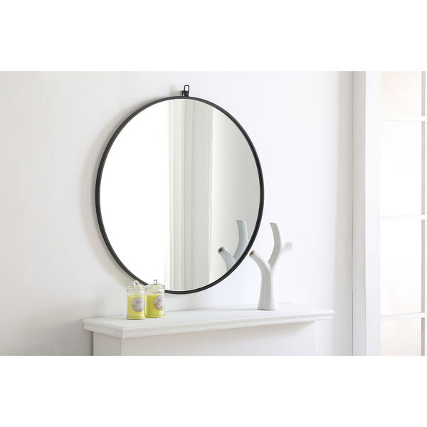 Eternity Black Round 32-Inch Mirror with Hook, image 1
