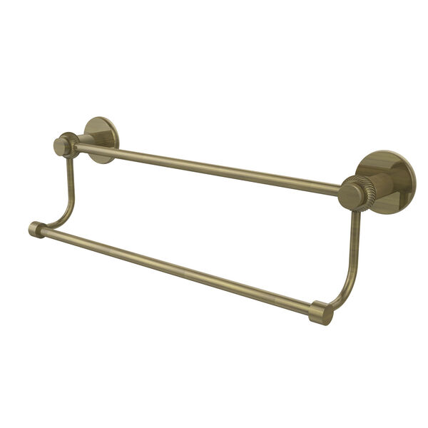 Mercury Collection 24 Inch Double Towel Bar with Twist Accents, Antique Brass, image 1