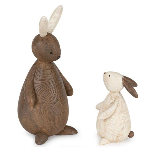 Brown White Resin Bunny, Set of Two, image 1