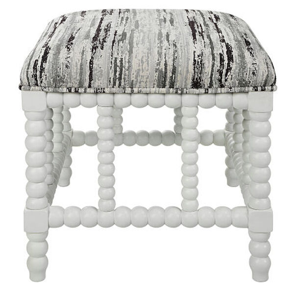 Seminoe White, Black and Gray Upholstered Small Bench, image 3