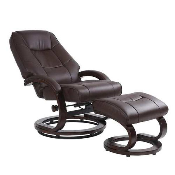 Sundsvall Brown and Chocolate Air Leather Recliner with Ottoman, Set of 2, image 2
