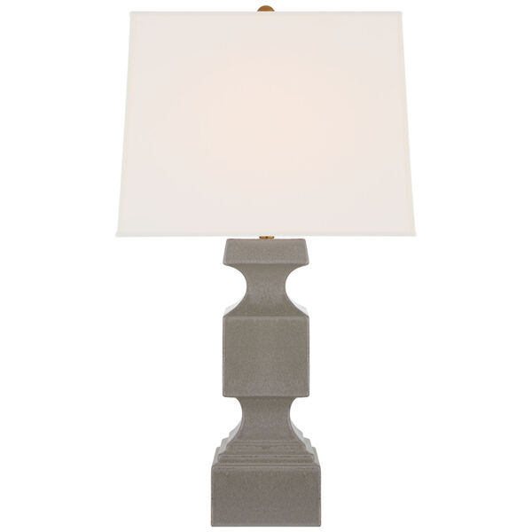 Finley Large Balustrade Table Lamp in Shellish Gray with Linen Shade by Chapman and Myers, image 1