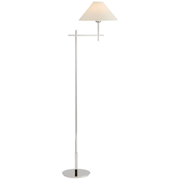Hackney Bridge Arm Floor Lamp in Polished Nickel with Natural Paper Shade by J. Randall Powers, image 1