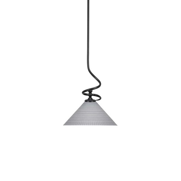 Capri Matte Black One-Light Pendant with Gray Matrix Glass, image 1