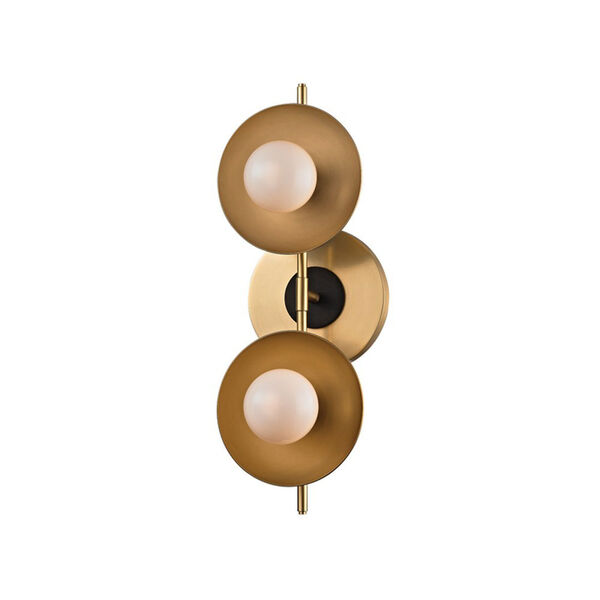 Julien Aged Brass LED 13-Inch Two-Light Bath Sconce, image 1