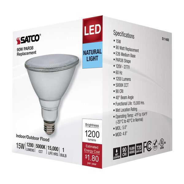 Silver 5000K PAR38 LED Bulb, image 6