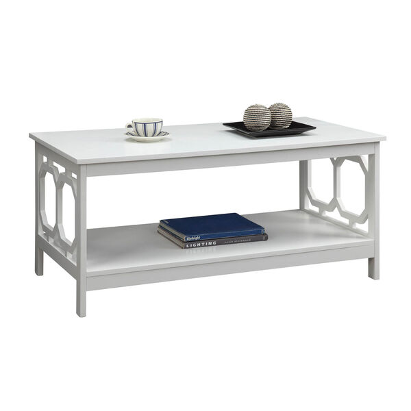 Selby White Coffee Table with Bottom Shelf, image 2