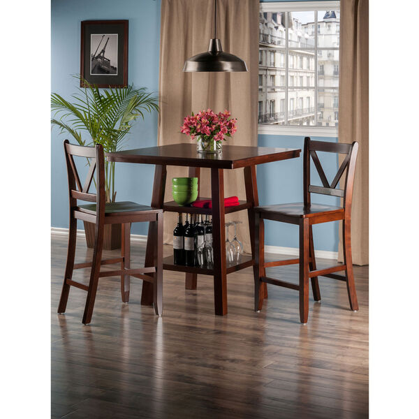 Orlando 3-Piece Set High Table, 2 Shelves with 2 V-Back Counter Stools, image 4