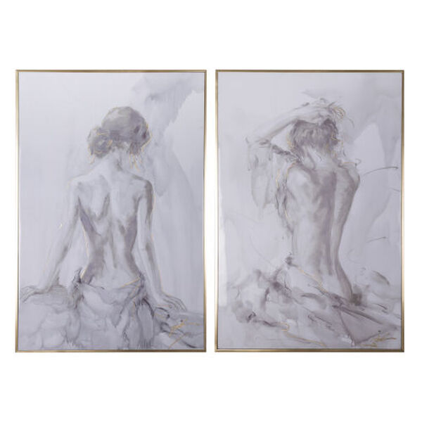 Artists Figure Sketches Gray and Gold 33 x 48-Inch Framed Wall Art, Set of 2, image 1